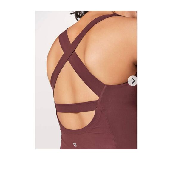 LULULEMON Long Breath 2-In-1 Maroon Tank US 6 - Picture 3 of 9